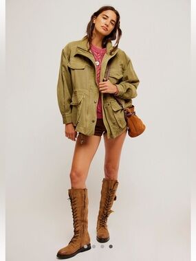 We The Free Arya Utility Jacket Olive green Women's Military-Inspired Coat NWT